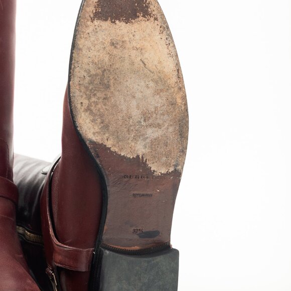 Burberry Carmack Bordeaux Leather Over-The-Knee Riding Boots - Picture 6 of 10